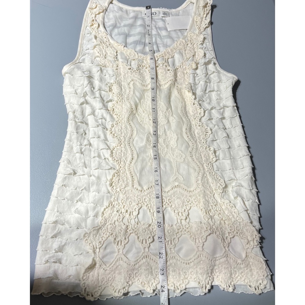CAHO Ivory Lace Fairy Tank Whismsigoth Boho Cottagecore Romantic Ruffle M - Picture 6 of 10